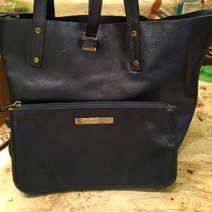 Tiffany metallic blue tote with makeup clutch